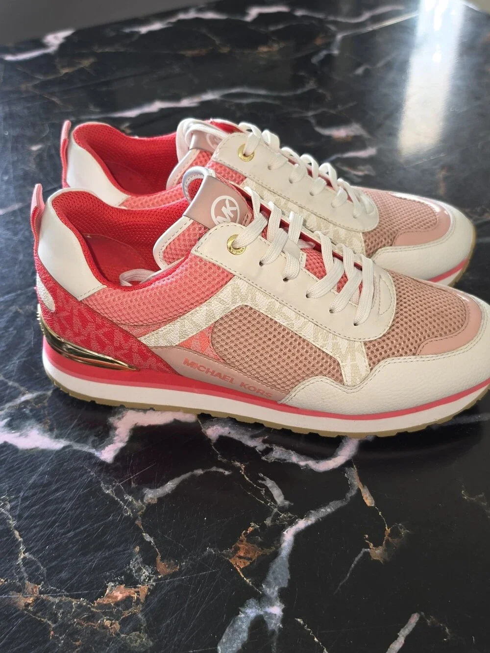 Michael Kors Pink & White Women’s Lace-Up Sneakers